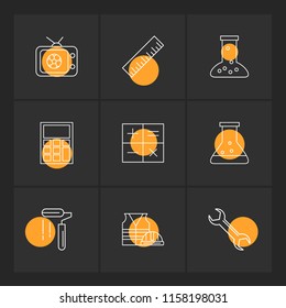 Set of 9 icons, for web, internet, mobile apps, interface design: business, finance, shopping, communication, fitness, computer, media, transportation, travel, easter, christmas, summer, device