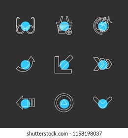 Set of 9 icons, for web, internet, mobile apps, interface design: business, finance, shopping, communication, fitness, computer, media, transportation, travel, easter, christmas, summer, device