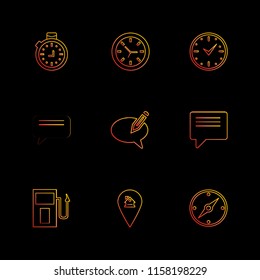 Set of 9 icons, for web, internet, mobile apps, interface design: business, finance, shopping, communication, fitness, computer, media, transportation, travel, easter, christmas, summer, device