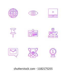 Set of 9 icons, for web, internet, mobile apps, interface design: business, finance, shopping, communication, fitness, computer, media, transportation, travel, easter, christmas, summer, device