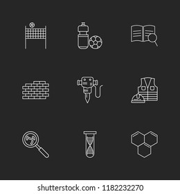 Set of 9 icons, for web, internet, mobile apps, interface design: business, finance, shopping, communication, fitness, computer, media, transportation, travel, easter, christmas, summer, device