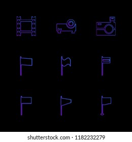 Set of 9 icons, for web, internet, mobile apps, interface design: business, finance, shopping, communication, fitness, computer, media, transportation, travel, easter, christmas, summer, device