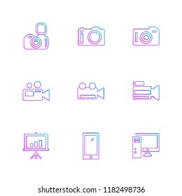Set of 9 icons, for web, internet, mobile apps, interface design: business, finance, shopping, communication, fitness, computer, media, transportation, travel, easter, christmas, summer, device