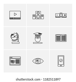 Set of 9 icons, for web, internet, mobile apps, interface design: business, finance, shopping, communication, fitness, computer, media, transportation, travel, easter, christmas, summer, device