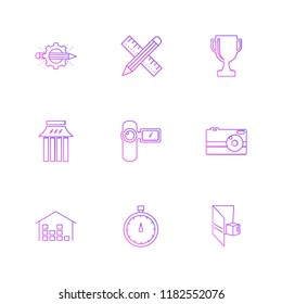 Set of 9 icons, for web, internet, mobile apps, interface design: business, finance, shopping, communication, fitness, computer, media, transportation, travel, easter, christmas, summer, device