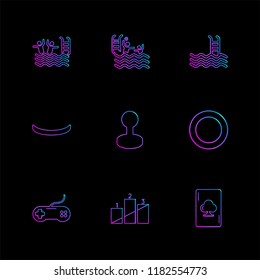 Set of 9 icons, for web, internet, mobile apps, interface design: business, finance, shopping, communication, fitness, computer, media, transportation, travel, easter, christmas, summer, device