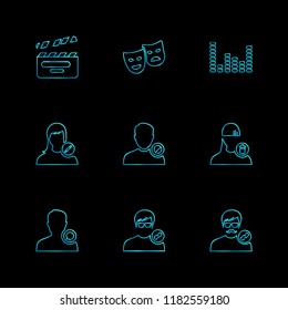 Set of 9 icons, for web, internet, mobile apps, interface design: business, finance, shopping, communication, fitness, computer, media, transportation, travel, easter, christmas, summer, device