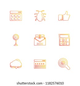 Set of 9 icons, for web, internet, mobile apps, interface design: business, finance, shopping, communication, fitness, computer, media, transportation, travel, easter, christmas, summer, device