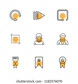 Set of 9 icons, for web, internet, mobile apps, interface design: business, finance, shopping, communication, fitness, computer, media, transportation, travel, easter, christmas, summer, device