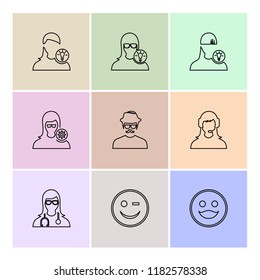 Set of 9 icons, for web, internet, mobile apps, interface design: business, finance, shopping, communication, fitness, computer, media, transportation, travel, easter, christmas, summer, device