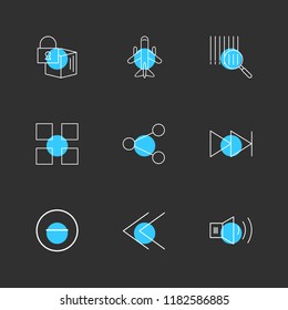 Set of 9 icons, for web, internet, mobile apps, interface design: business, finance, shopping, communication, fitness, computer, media, transportation, travel, easter, christmas, summer, device