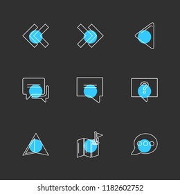 Set of 9 icons, for web, internet, mobile apps, interface design: business, finance, shopping, communication, fitness, computer, media, transportation, travel, easter, christmas, summer, device