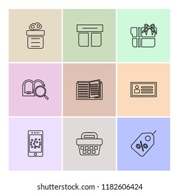 Set of 9 icons, for web, internet, mobile apps, interface design: business, finance, shopping, communication, fitness, computer, media, transportation, travel, easter, christmas, summer, device