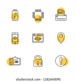 Set of 9 icons, for web, internet, mobile apps, interface design: business, finance, shopping, communication, fitness, computer, media, transportation, travel, easter, christmas, summer, device