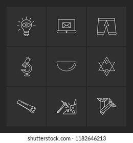 Set of 9 icons, for web, internet, mobile apps, interface design: business, finance, shopping, communication, fitness, computer, media, transportation, travel, easter, christmas, summer, device