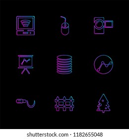 Set of 9 icons, for web, internet, mobile apps, interface design: business, finance, shopping, communication, fitness, computer, media, transportation, travel, easter, christmas, summer, device