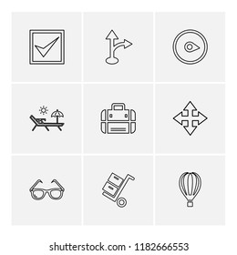 Set of 9 icons, for web, internet, mobile apps, interface design: business, finance, shopping, communication, fitness, computer, media, transportation, travel, easter, christmas, summer, device