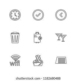 Set of 9 icons, for web, internet, mobile apps, interface design: business, finance, shopping, communication, fitness, computer, media, transportation, travel, easter, christmas, summer, device