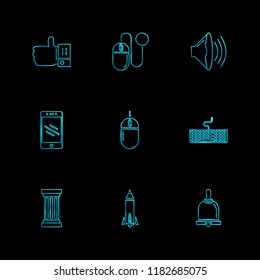 Set of 9 icons, for web, internet, mobile apps, interface design: business, finance, shopping, communication, fitness, computer, media, transportation, travel, easter, christmas, summer, device