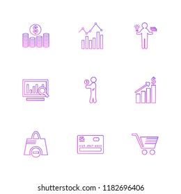 Set of 9 icons, for web, internet, mobile apps, interface design: business, finance, shopping, communication, fitness, computer, media, transportation, travel, easter, christmas, summer, device