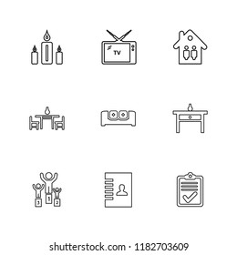Set of 9 icons, for web, internet, mobile apps, interface design: business, finance, shopping, communication, fitness, computer, media, transportation, travel, easter, christmas, summer, device