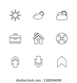 Set of 9 icons, for web, internet, mobile apps, interface design: business, finance, shopping, communication, fitness, computer, media, transportation, travel, easter, christmas, summer, device