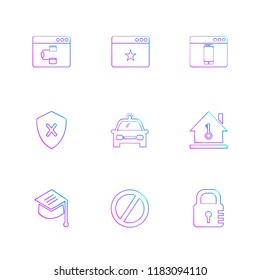 Set of 9 icons, for web, internet, mobile apps, interface design: business, finance, shopping, communication, fitness, computer, media, transportation, travel, easter, christmas, summer, device