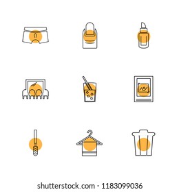 Set of 9 icons, for web, internet, mobile apps, interface design: business, finance, shopping, communication, fitness, computer, media, transportation, travel, easter, christmas, summer, device