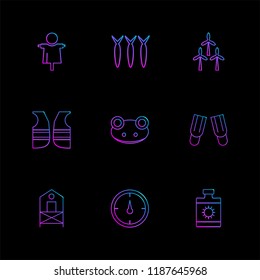 Set of 9 icons, for web, internet, mobile apps, interface design: business, finance, shopping, communication, fitness, computer, media, transportation, travel, easter, christmas, summer, device