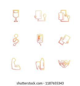 Set of 9 icons, for web, internet, mobile apps, interface design: business, finance, shopping, communication, fitness, computer, media, transportation, travel, easter, christmas, summer, device