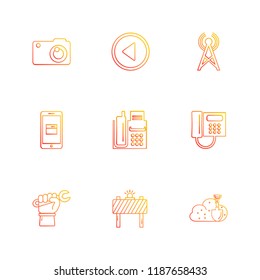 Set of 9 icons, for web, internet, mobile apps, interface design: business, finance, shopping, communication, fitness, computer, media, transportation, travel, easter, christmas, summer, device