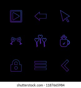 Set of 9 icons, for web, internet, mobile apps, interface design: business, finance, shopping, communication, fitness, computer, media, transportation, travel, easter, christmas, summer, device
