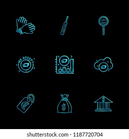 Set of 9 icons, for web, internet, mobile apps, interface design: business, finance, shopping, communication, fitness, computer, media, transportation, travel, easter, christmas, summer, device