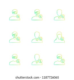 Set of 9 icons, for web, internet, mobile apps, interface design: business, finance, shopping, communication, fitness, computer, media, transportation, travel, easter, christmas, summer, device