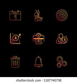 Set of 9 icons, for web, internet, mobile apps, interface design: business, finance, shopping, communication, fitness, computer, media, transportation, travel, easter, christmas, summer, device
