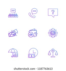 Set of 9 icons, for web, internet, mobile apps, interface design: business, finance, shopping, communication, fitness, computer, media, transportation, travel, easter, christmas, summer, device