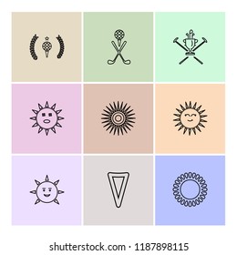 Set of 9 icons, for web, internet, mobile apps, interface design: business, finance, shopping, communication, fitness, computer, media, transportation, travel, easter, christmas, summer, device