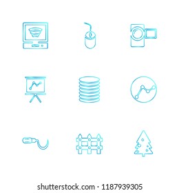 Set of 9 icons, for web, internet, mobile apps, interface design: business, finance, shopping, communication, fitness, computer, media, transportation, travel, easter, christmas, summer, device