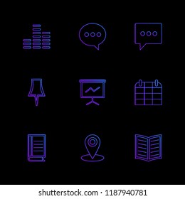 Set of 9 icons, for web, internet, mobile apps, interface design: business, finance, shopping, communication, fitness, computer, media, transportation, travel, easter, christmas, summer, device