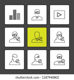 Set of 9 icons, for web, internet, mobile apps, interface design: business, finance, shopping, communication, fitness, computer, media, transportation, travel, easter, christmas, summer, device