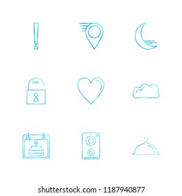 Set of 9 icons, for web, internet, mobile apps, interface design: business, finance, shopping, communication, fitness, computer, media, transportation, travel, easter, christmas, summer, device
