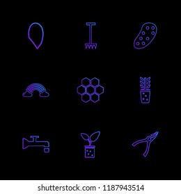 Set of 9 icons, for web, internet, mobile apps, interface design: business, finance, shopping, communication, fitness, computer, media, transportation, travel, easter, christmas, summer, device
