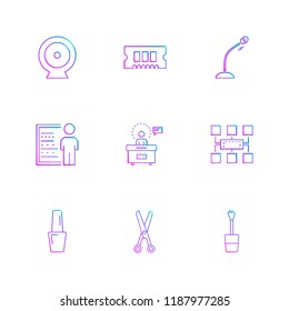 Set of 9 icons, for web, internet, mobile apps, interface design: business, finance, shopping, communication, fitness, computer, media, transportation, travel, easter, christmas, summer, device