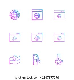 Set of 9 icons, for web, internet, mobile apps, interface design: business, finance, shopping, communication, fitness, computer, media, transportation