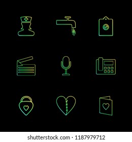 Set of 9 icons, for web, internet, mobile apps, interface design: business, finance, shopping, communication, fitness, computer, media, transportation, travel, easter, christmas, summer, device