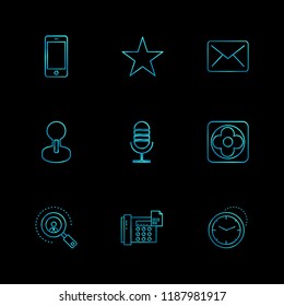 Set of 9 icons, for web, internet, mobile apps, interface design: business, finance, shopping, communication, fitness, computer, media, transportation, travel, easter, christmas, summer, device