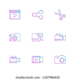 Set of 9 icons, for web, internet, mobile apps, interface design: business, finance, shopping, communication, fitness, computer, media, transportation, travel, easter, christmas, summer, device
