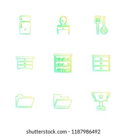 Set of 9 icons, for web, internet, mobile apps, interface design: business, finance, shopping, communication, fitness, computer, media, transportation, travel, easter, christmas, summer, device