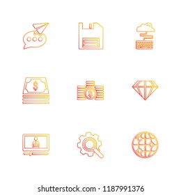 Set of 9 icons, for web, internet, mobile apps, interface design: business, finance, shopping, communication, fitness, computer, media, transportation, travel, easter, christmas, summer, device