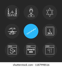 Set of 9 icons, for web, internet, mobile apps, interface design: business, finance, shopping, communication, fitness, computer, media, transportation, travel, easter, christmas, summer, device
